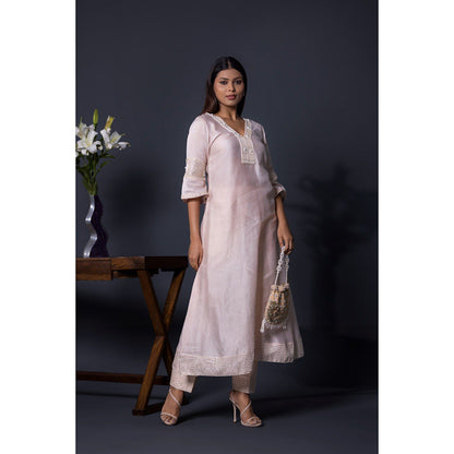 Shweta Dabas Pink Embroidered Anarkali with Pant and Dupatta (Set of 3)