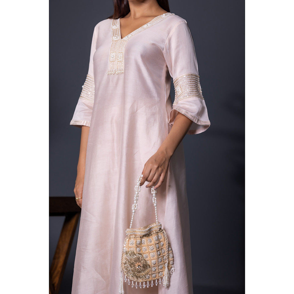 Shweta Dabas Pink Embroidered Anarkali with Pant and Dupatta (Set of 3)