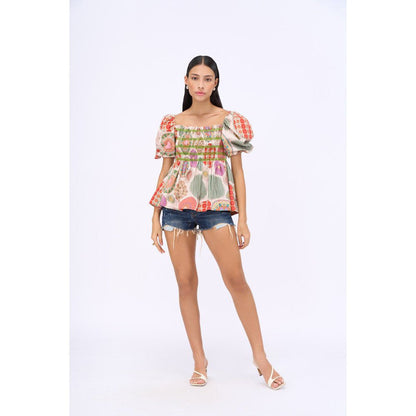 Siddhartha Bansal Multi-Colour Printed Poet Top