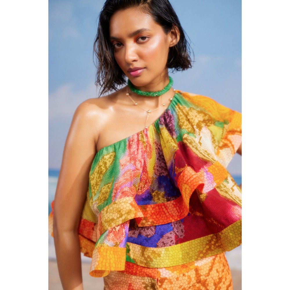 Siddhartha Bansal Multi-Colour Printed Flame Co-Ord (Set of 2)