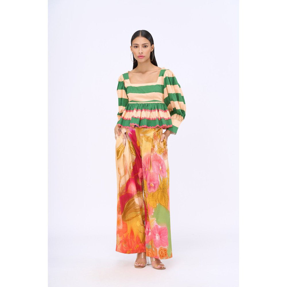 Siddhartha Bansal Multi-Colour Stripes Cabana Top with Pant (Set of 2)