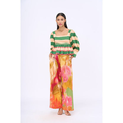 Siddhartha Bansal Multi-Colour Stripes Cabana Top with Pant (Set of 2)