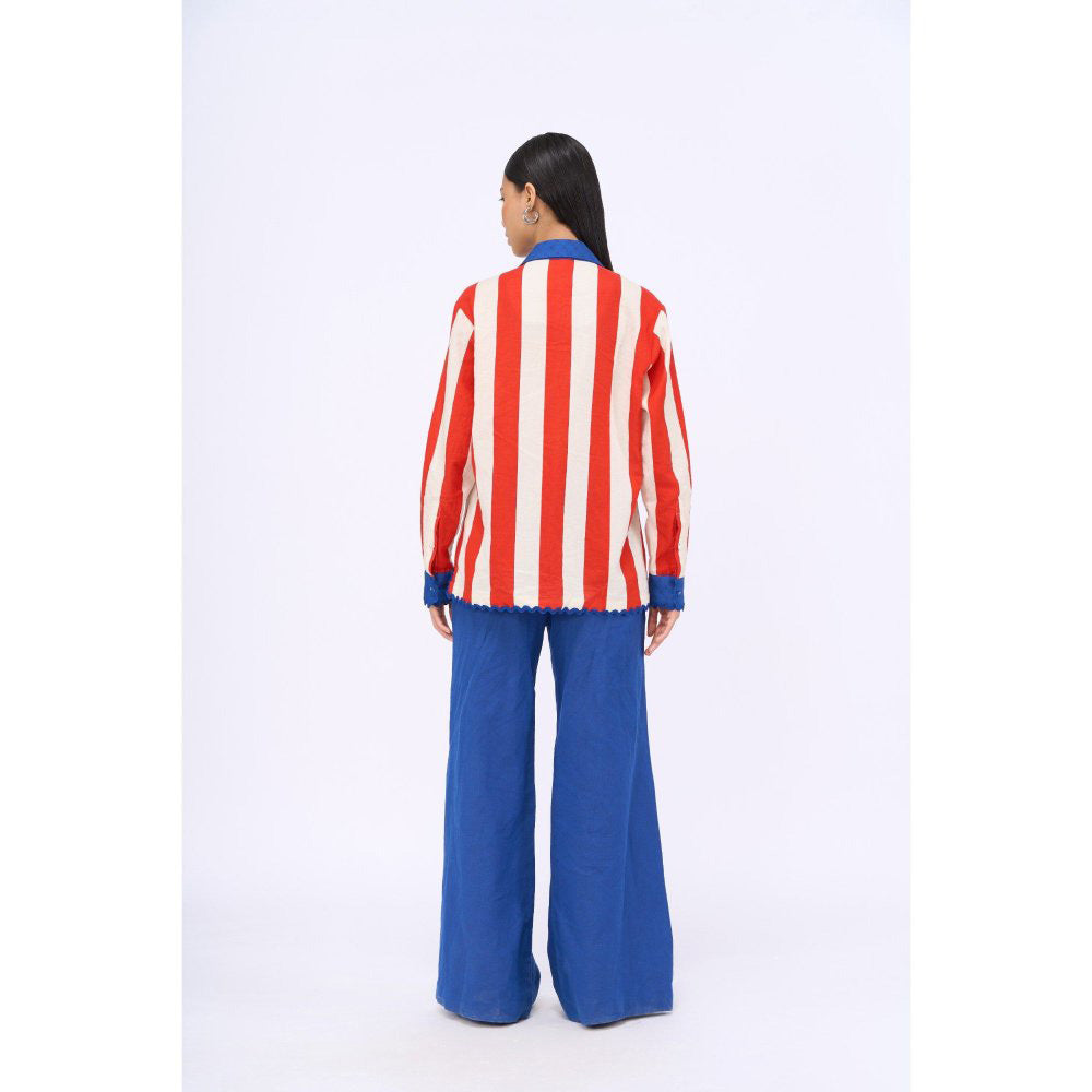 Siddhartha Bansal Blue Stripes Holy Cow Shirt with Pant (Set of 2)