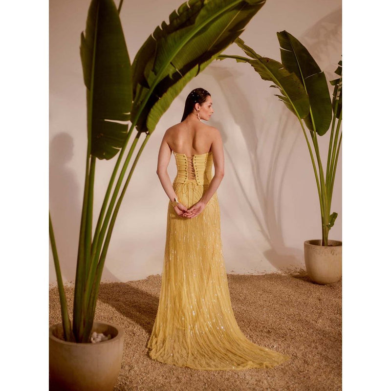 Silky Bindra Yellow Lani Corset with Skirt (Set of 2)
