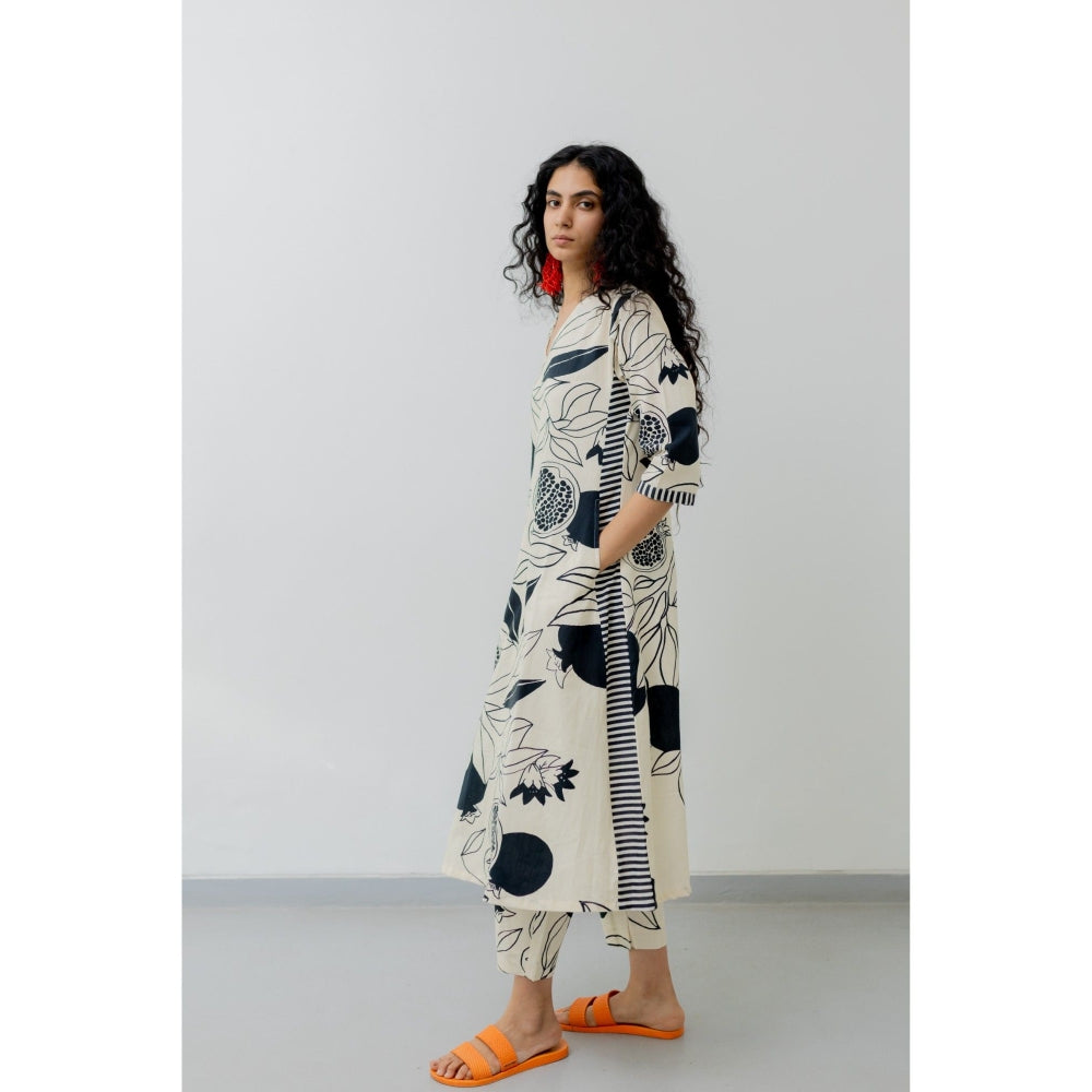 Silai Studio Cream Pomegranate Print Kurta