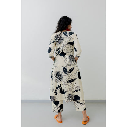 Silai Studio Cream Pomegranate Print Kurta