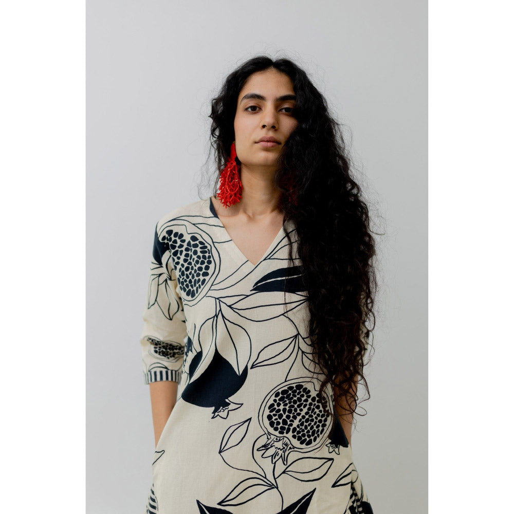 Silai Studio Cream Pomegranate Print Kurta