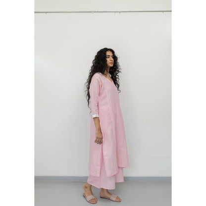 Silai Studio Bubblegum Pink Linen Kurta