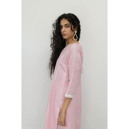 Silai Studio Bubblegum Pink Linen Kurta