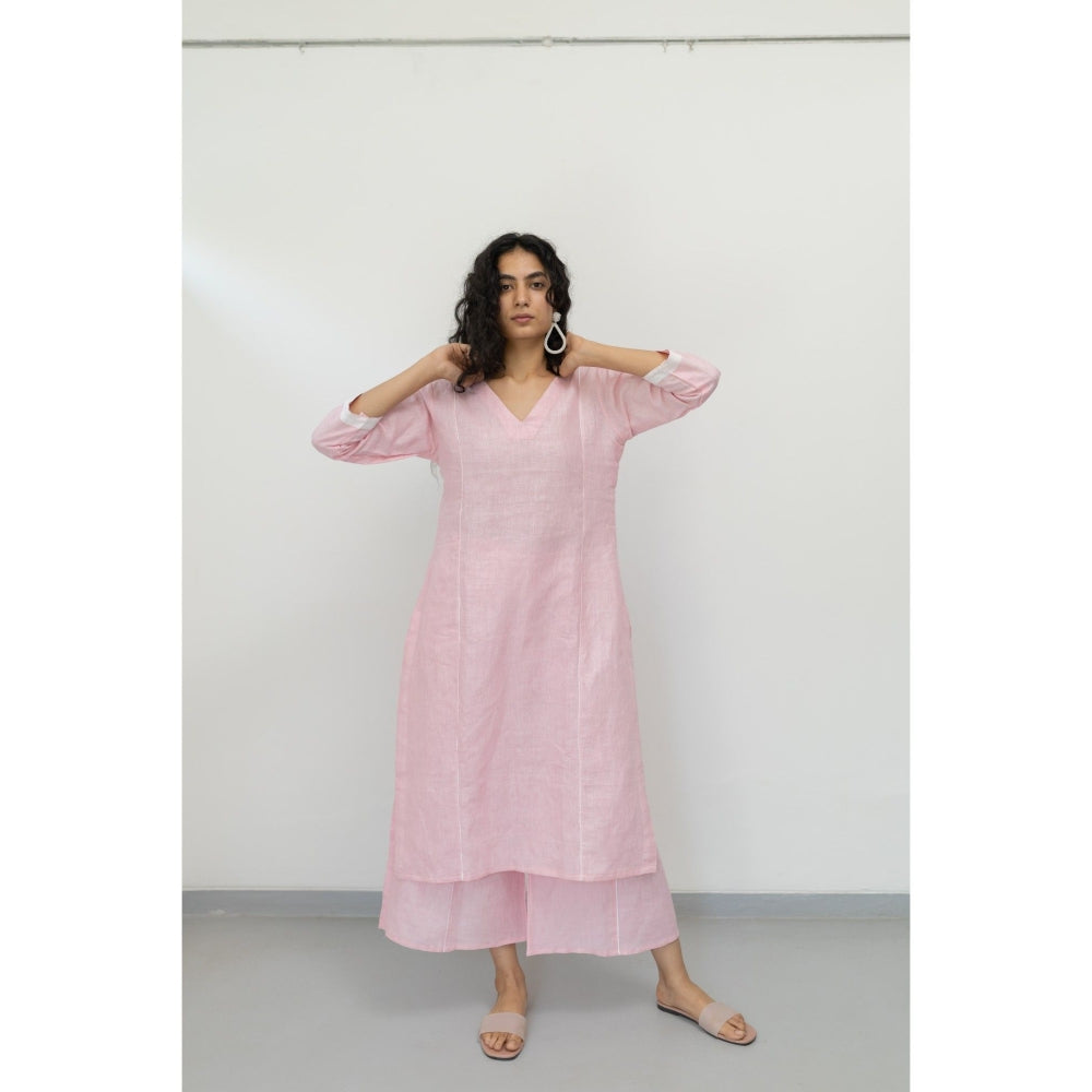 Silai Studio Bubblegum Pink Linen Kurta
