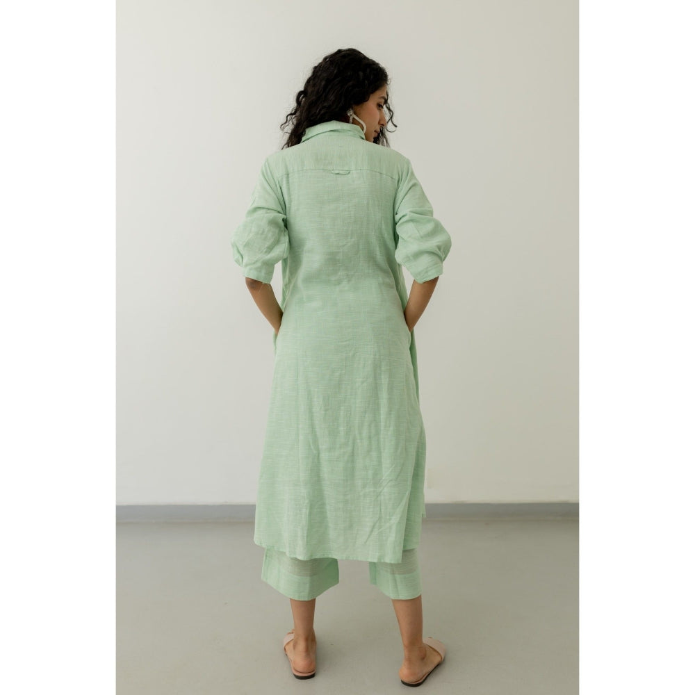 Silai Studio Mint Green Cotton Kurta and Pants (Set of 2)