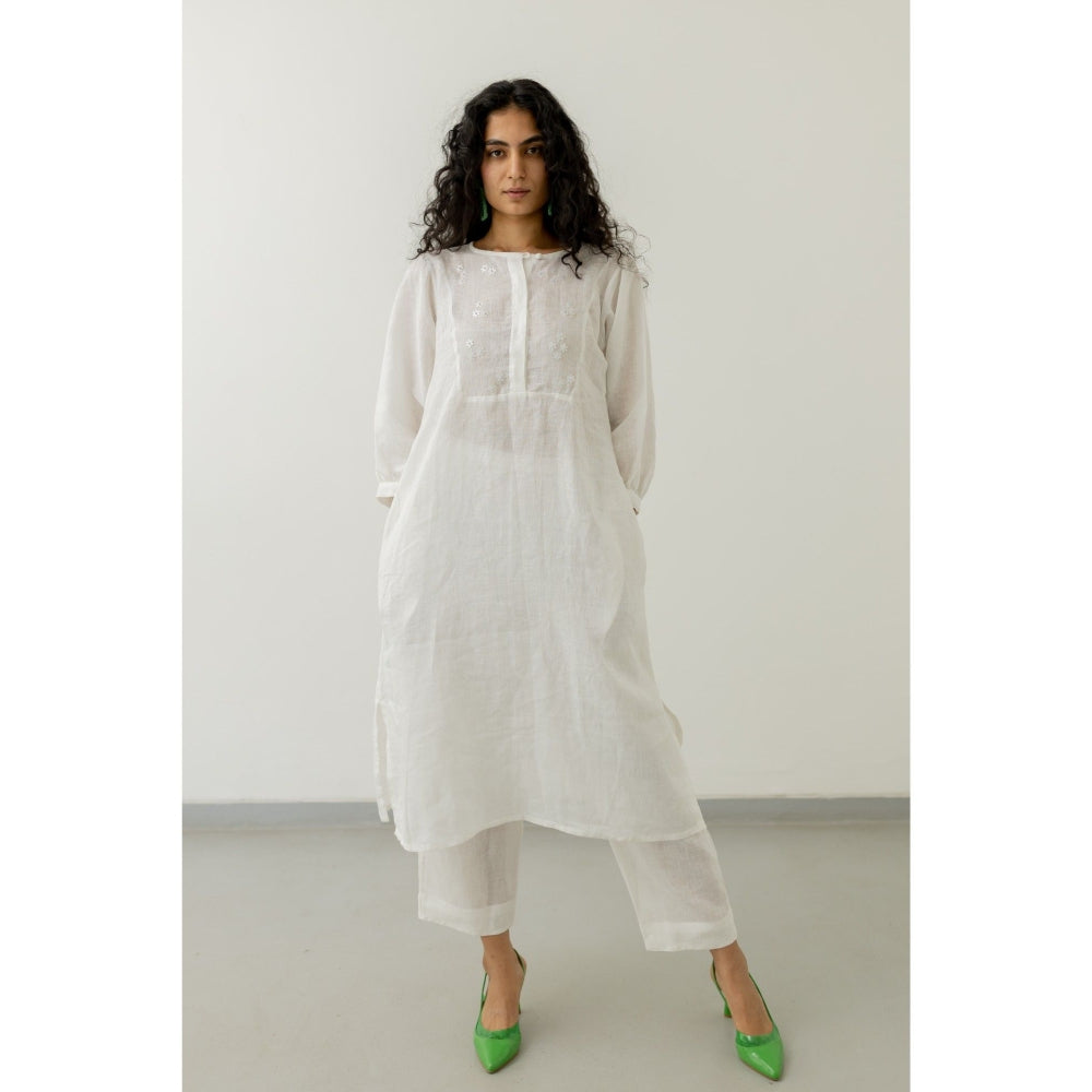 Silai Studio White Bandhani Kurta