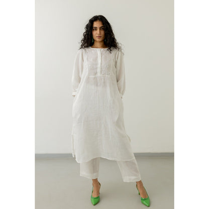 Silai Studio White Bandhani Kurta