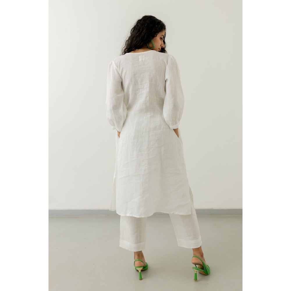 Silai Studio White Bandhani Kurta