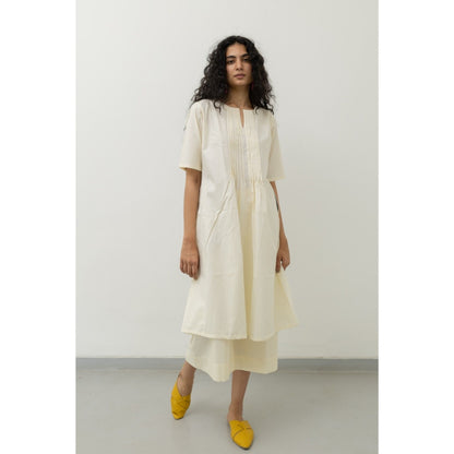 Silai Studio Chalk Pin Tucks Cream Tunic and Palazzo (Set of 2)