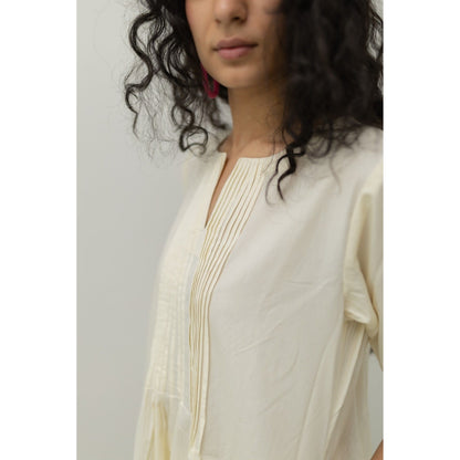 Silai Studio Chalk Pin Tucks Cream Tunic and Palazzo (Set of 2)