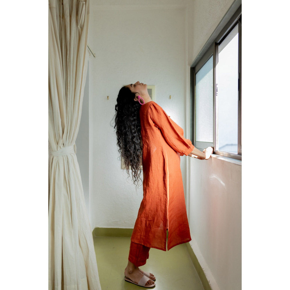 Silai Studio Ginger Rust Linen Kurta