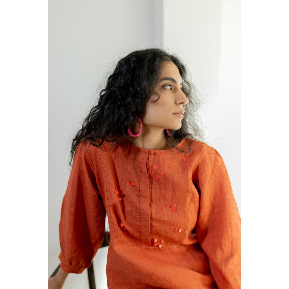 Silai Studio Ginger Rust Linen Kurta