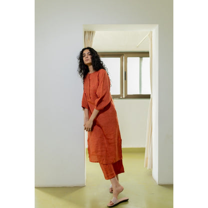 Silai Studio Ginger Rust Linen Kurta