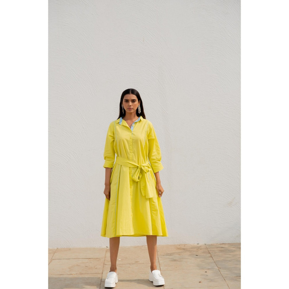Silai Studio Neembu Yellow Shirt Dress