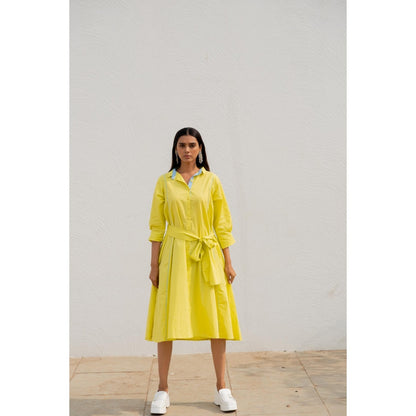 Silai Studio Neembu Yellow Shirt Dress