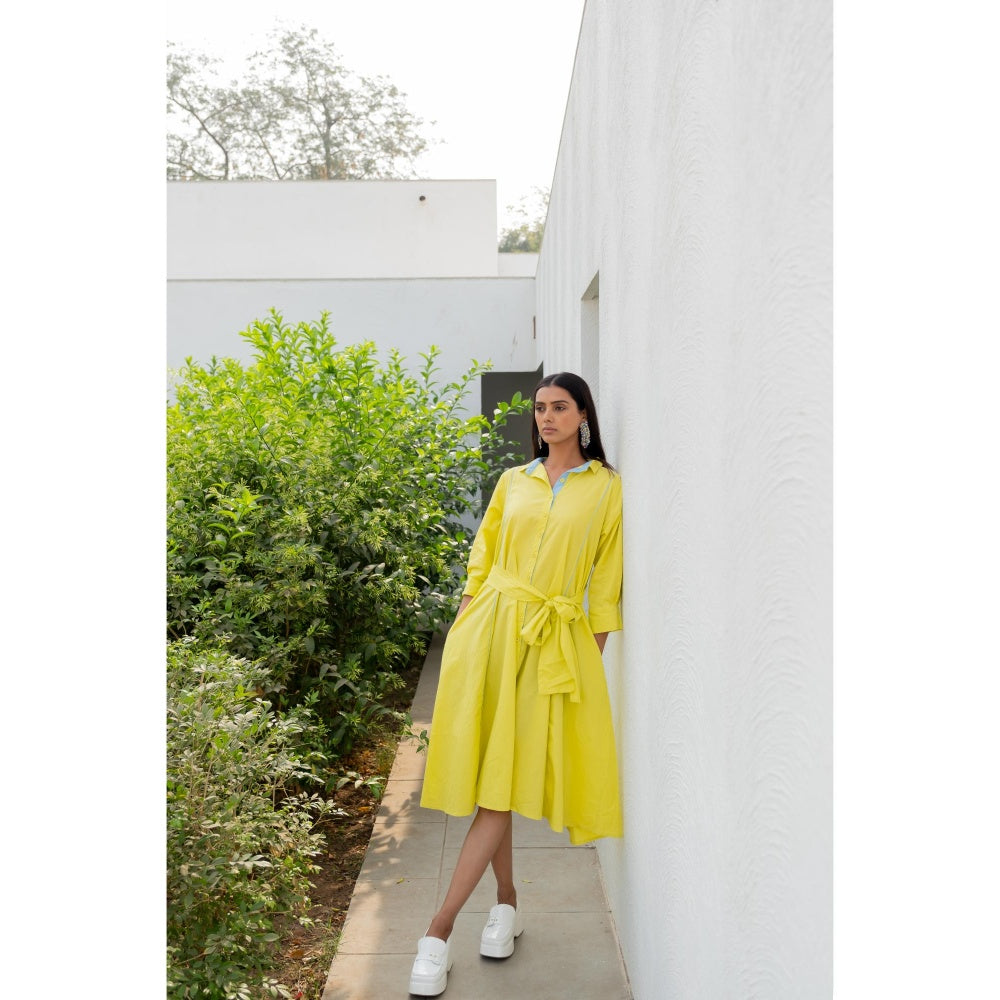 Silai Studio Neembu Yellow Shirt Dress
