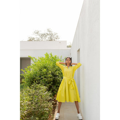 Silai Studio Neembu Yellow Shirt Dress