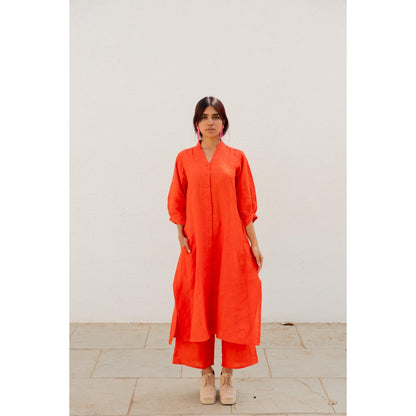 Silai Studio Scarlet Linen Button Down Kurta