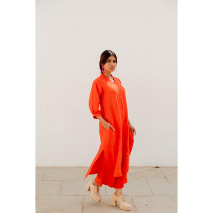 Silai Studio Scarlet Linen Button Down Kurta