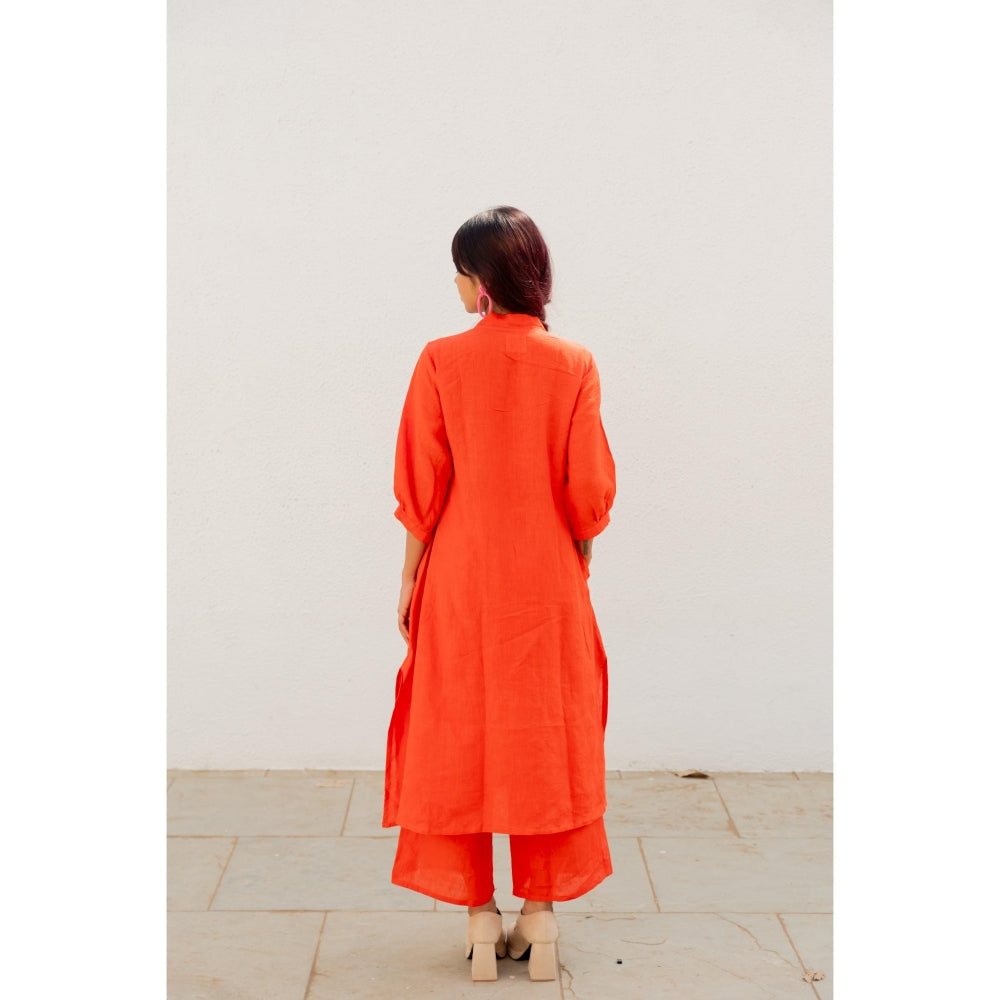 Silai Studio Scarlet Linen Button Down Kurta