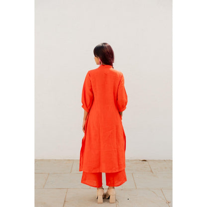 Silai Studio Scarlet Linen Button Down Kurta