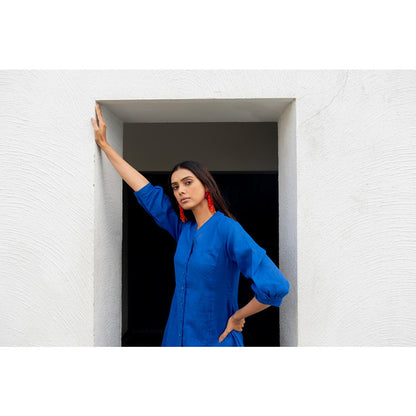 Silai Studio Sapphire Linen Button-down Kurta