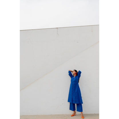 Silai Studio Sapphire Linen Button-down Kurta