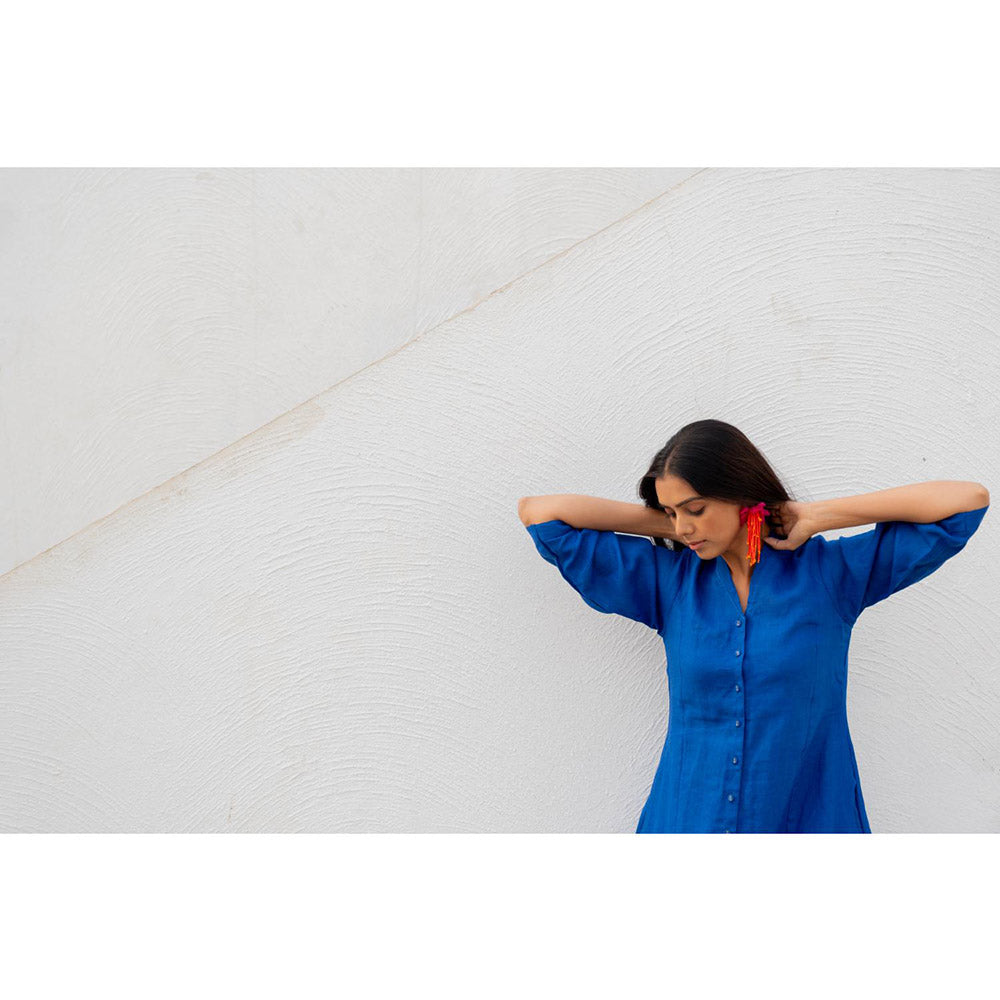 Silai Studio Sapphire Linen Button-down Kurta