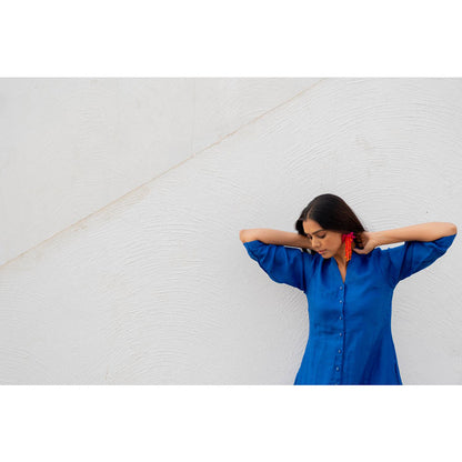 Silai Studio Sapphire Linen Button-down Kurta