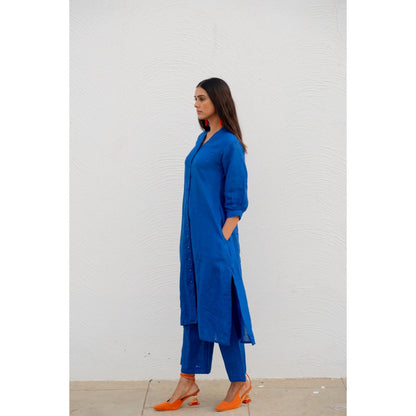 Silai Studio Sapphire Linen Button-down Kurta
