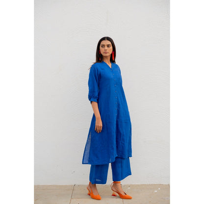 Silai Studio Sapphire Linen Button-down Kurta