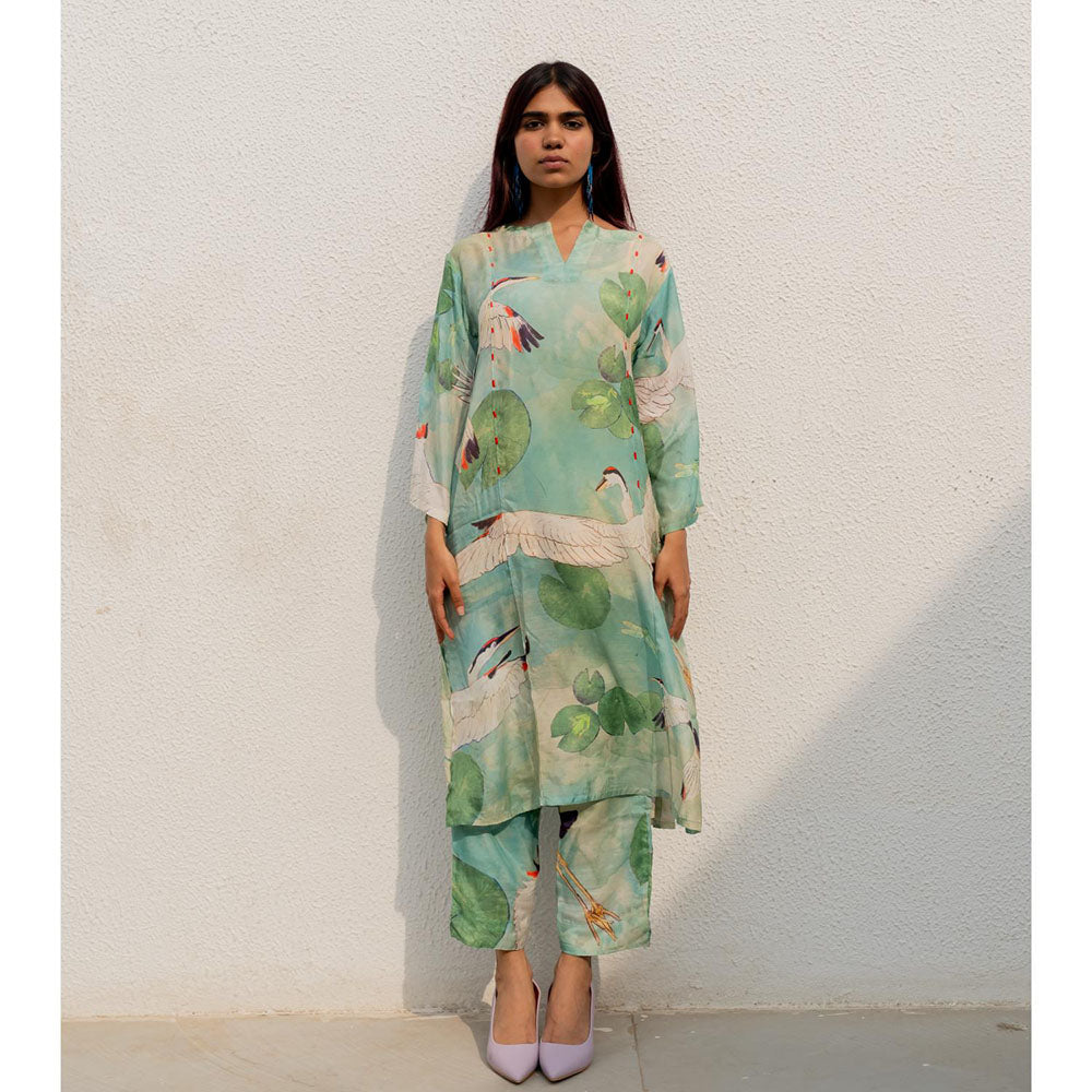 Silai Studio Oriental Cranes And Frogs Kurta with Inner (Set of 2)