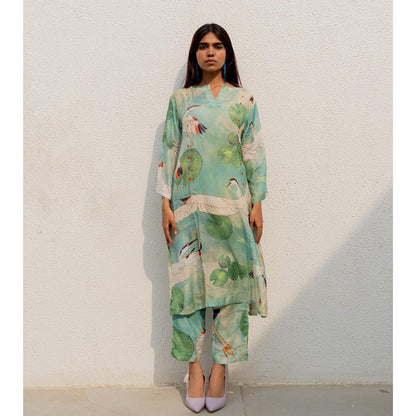 Silai Studio Oriental Cranes And Frogs Kurta with Inner (Set of 2)