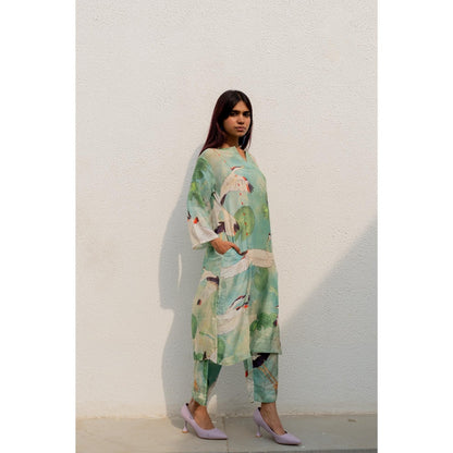 Silai Studio Oriental Cranes And Frogs Kurta with Inner (Set of 2)