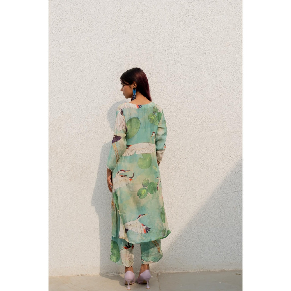 Silai Studio Oriental Cranes And Frogs Kurta with Inner (Set of 2)