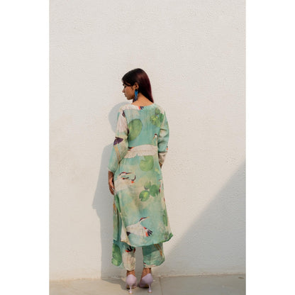Silai Studio Oriental Cranes And Frogs Kurta with Inner (Set of 2)