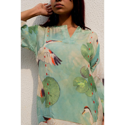 Silai Studio Oriental Cranes And Frogs Kurta with Inner (Set of 2)