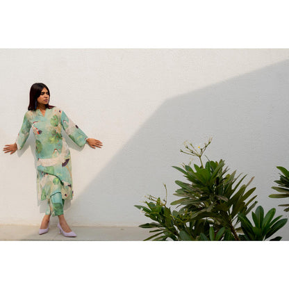 Silai Studio Oriental Cranes And Frogs Kurta with Inner (Set of 2)