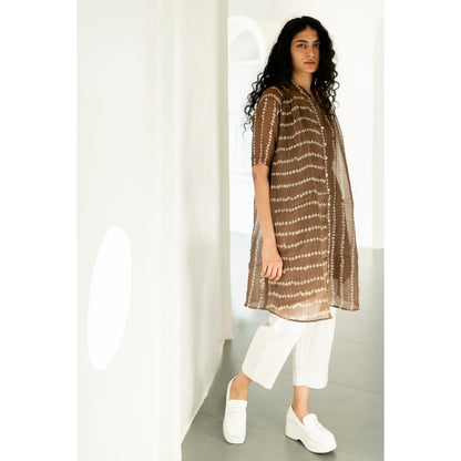 Silai Studio Rosewood Bandhej Kurta with Inner (Set of 2)