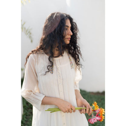 Silai Studio Dewy Mist Pleated Kurta with Inner (Set of 2)