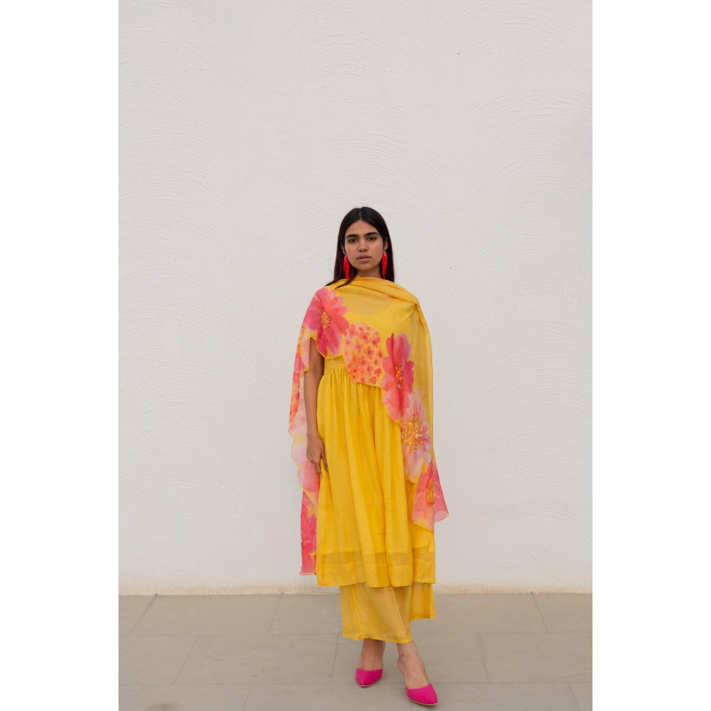 Silai Studio Yellow Fields Kurta with Palazzo (Set of 2)