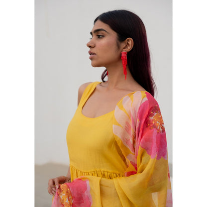 Silai Studio Yellow Fields Kurta with Palazzo (Set of 2)