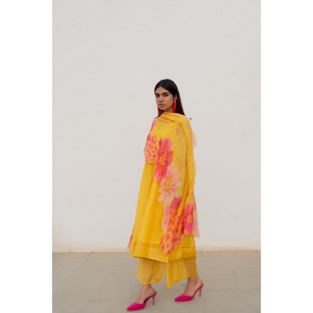 Silai Studio Yellow Fields Kurta with Palazzo (Set of 2)
