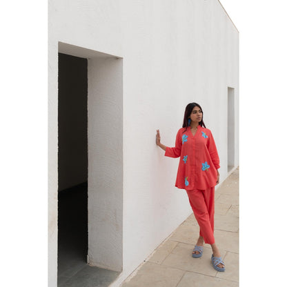 Silai Studio Coral Embroidered Co-Ord (Set of 2)